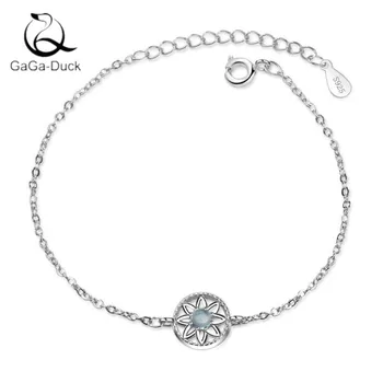 

New Creative Blue Lotus Fresh Exquisite Fashion Jewelry 925 Sterling Silver Temperament Hollow Sun Flower Crystal Bracelets B242