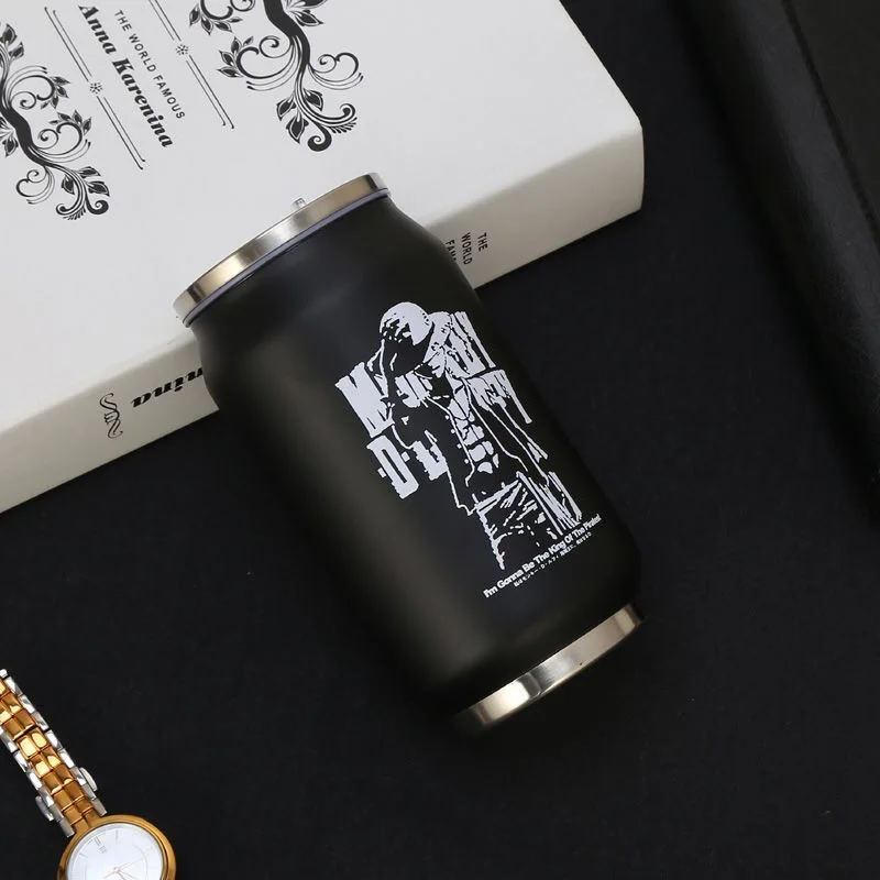 Креативная модная термоизоляционная вакуумная колба из нержавеющей стали бутылка для напитков с соломенной щеткой термос герметичный на заказ - Цвет: Black
