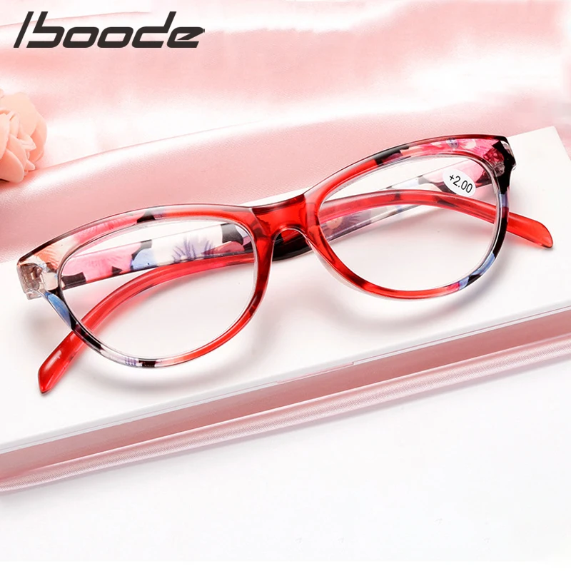 

IBOODE Elegant Cat Eye Reading Glasses Women Floral Presbyopic Eyewear Male Magnifies Spectacles Female Hyperopia Eyeglasses Men