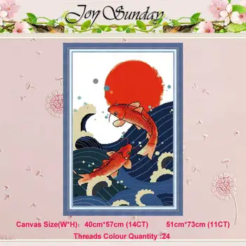 

Red fish animals painting counted 11CT 14CT Cross Stitch Sets DIY Chinese Cross-stitch Kits Embroidery Needlework home decor