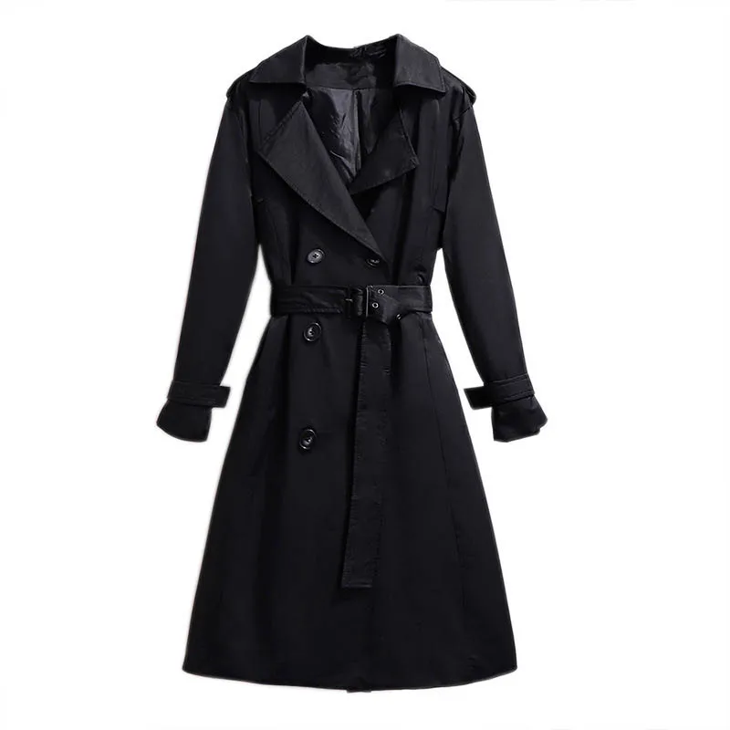 Осенний тренчкот для женщин размера плюс, обхват груди 150 см, 5XL, 6XL, 7XL, 8XL, 9XL, Женское пальто черного и красного цветов