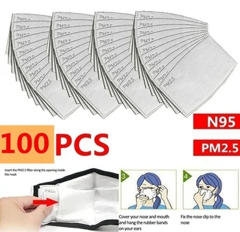 

100Pcs Carbon Paper Breathing Filter Activated Replacement Covers for Nose Outdoor Activities