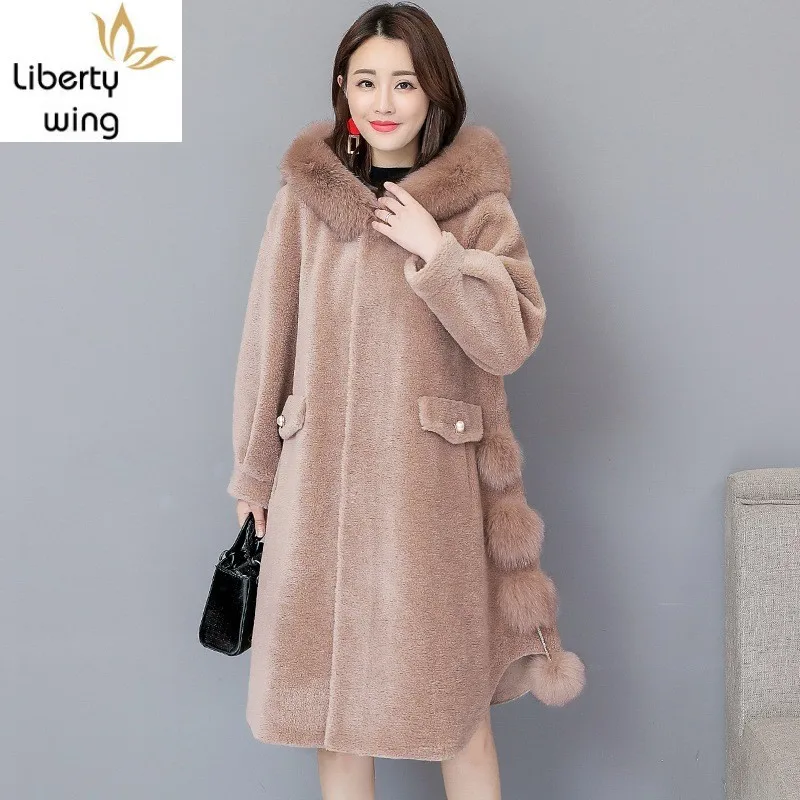 

Top Quality Women Fur Mid Long Coat Plus Size Loose Fit Fluffy Overcoat Warm Female Comfort Soft Faux Sheep Shearing Coats
