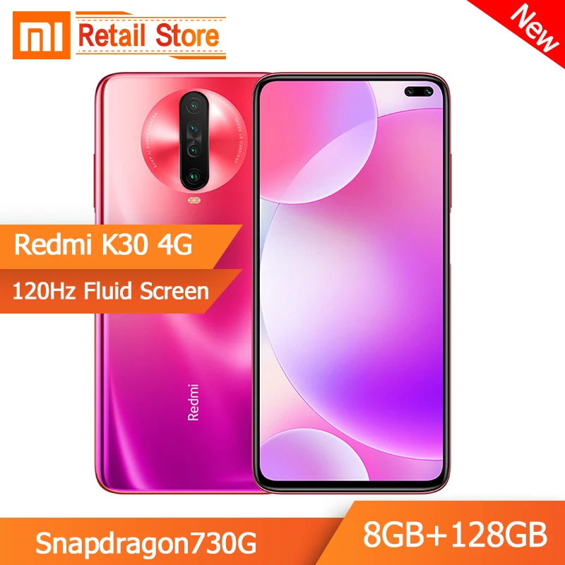 Новейший Смартфон Xiaomi Redmi K30 4G 8GB 128GB Snapdragon 730G четыре ядра 64 мп камера заднего вида 6