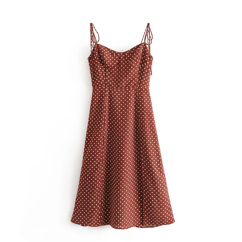 6893 dot brown O94 Bazaleas, сексуальное платье в горошек, с разрезом, vestidos, винтажный Топ, женское платье, Ретро стиль, платья, тонкое, шикарное коричневое платье - Цвет: 6893 dot brown O94