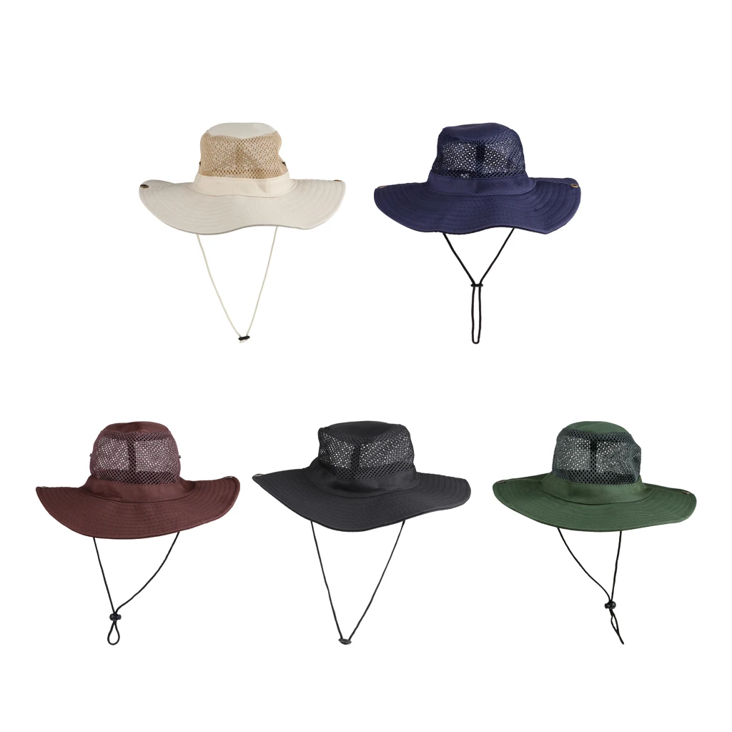 Outdoor Sun Protection Wide Brim Bucket Hat Breathable Boonie Cap for Fishing Boating Hunting Hiking Camping