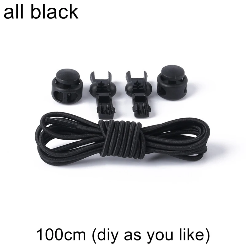 Style2-allblack 1 пара шнурки без завязок эластичные шнурки для кроссовок быстрая ленивые шнурки строки - Цвет: Style2-allblack