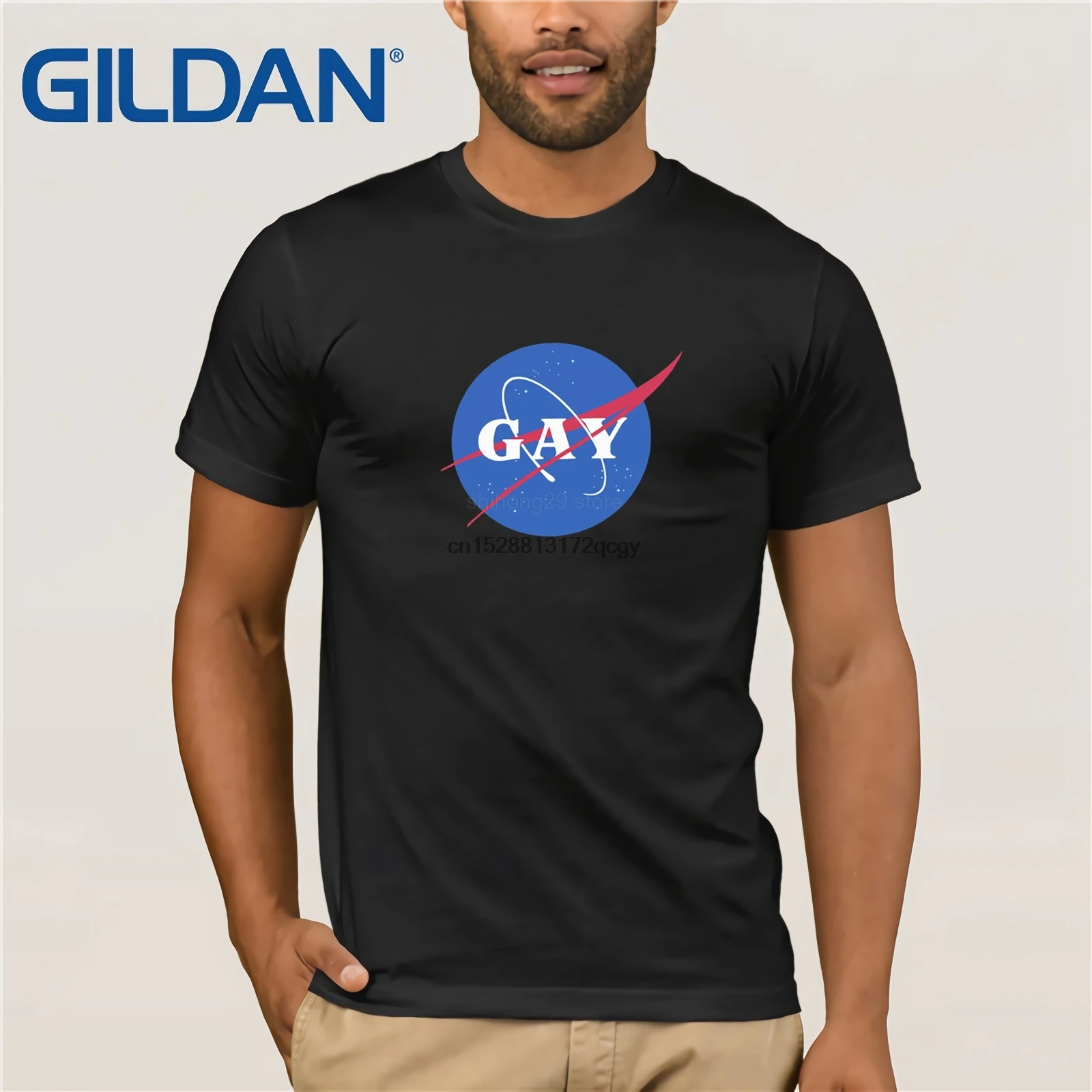 Gay Pride Logo Vintage T Shirt for Men Space Queer LGBT LGBTQ Short Sleeve Clothes Design Tee Cotton Crewneck T-Shirt |