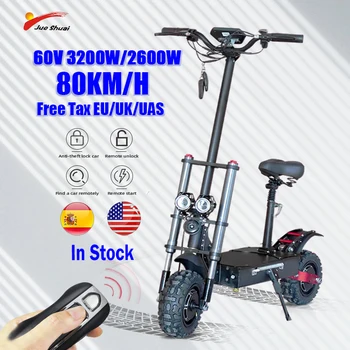 Günstig Jueshuai Elektrische Roller 3200W Dual Motor Tretroller Für Erwachsene 110KM 36A Batterie Off-road Reifen Faltbare Elektrische Skateboard