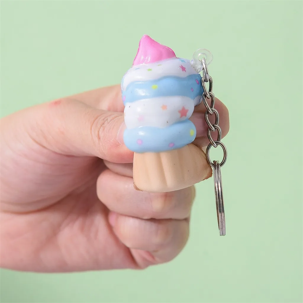 Ice Cream squeeze toy Pendants Creative Gift Simulation Cake Slow Rising Straps Bread Toys Backpack Accessories Decorations #A