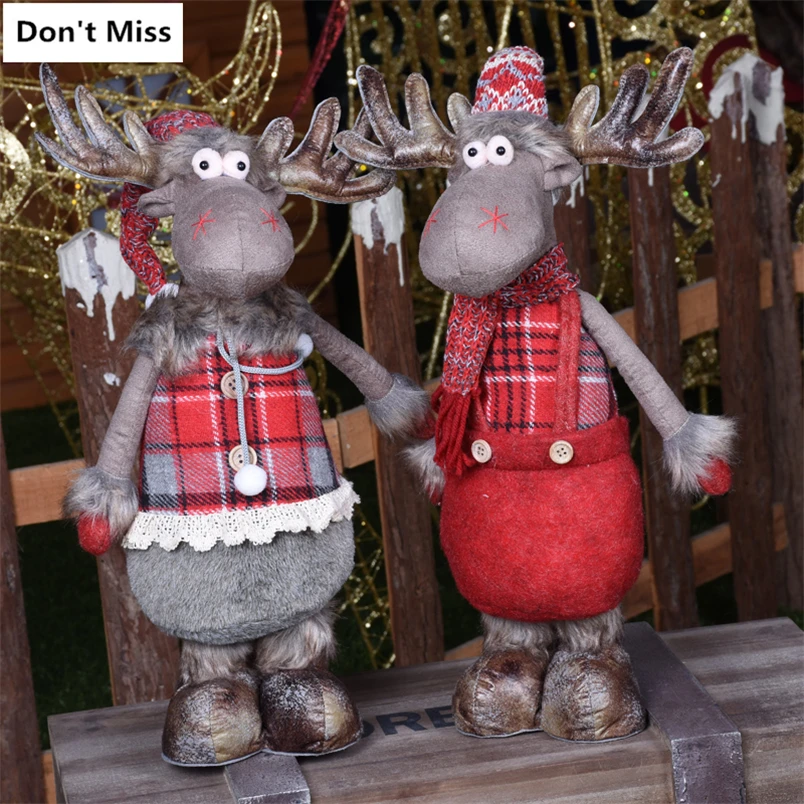 

Christmas Ornament Reindeer Doll Christmas Gift for Kid Navidad Figurine christmas decorations for home Red Xmas Tree Ornament