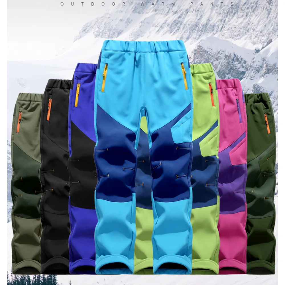 Brand Boys and Girls Waterproof Fleece Lined Soft Shell Hiking Pants School Kids Track Trousers Child Activities Bottoms 4-14 Yr kids pants