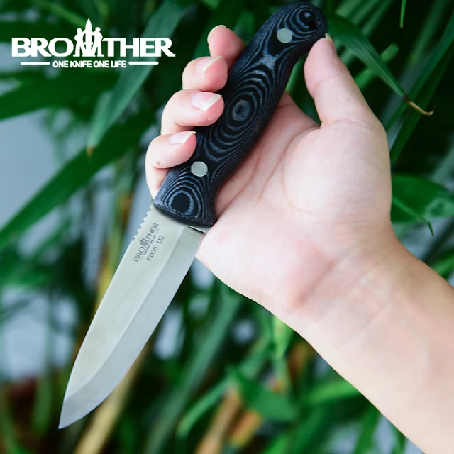 [BROTHER F005] 61HRC D2 blade Fixed Blade knife Bushcraft Knives Straight Tactical Hunting Camping high quality EDC tool 2