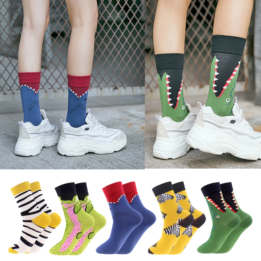 Трендовые Модные Разноцветные Повседневные носки для молодых пар, носки с изображением животных Ele, мужские хлопковые носки для женщин и мужчин, забавные носки с рисунками из мультфильмов, Новинка осени