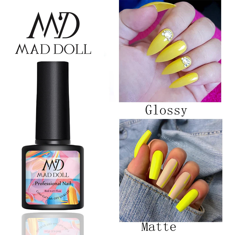 MAD DOLL полуперманентный матовый Гель-лак для ногтей СВЕТОДИОДНЫЙ УФ-лак дизайна |