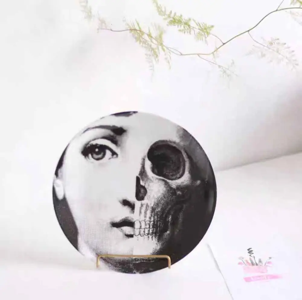Milan rosenthal Piero fornasetti 8 дюймов керамическая обеденная тарелка блюдо десертная тарелка для закуски тарелка для торта украшение подвесная тарелка - Цвет: 3