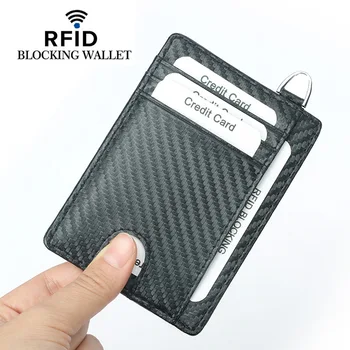 

New carbon fiber RFID multi-card card holder, multi-function work permit custom card holder