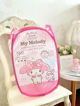  Kawaii Kuromi Pochacco Mymelody Cinnamorol Kitty Folding Dirty Clothes Net Cloth Dirty Clothes Laundry Sundry Storage Basket 