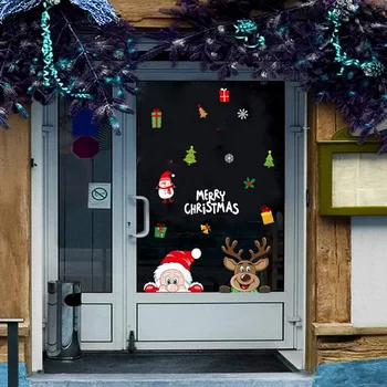 

Christmas Window Clings Reindeer Electrostatic Stickers for Glass Window Xmas Snowflakes DIY Sticker Design Decor Home Decals#