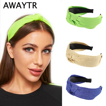 

AWAYTR New Spring Candy Color Linen Knot Headband For Women Bezel Hairband Female Headwear Fashion Hair Accessories