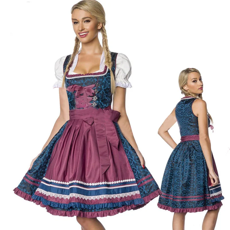 Высококачественные, традиционные Bavarian пиво oktoberfest девушка костюм горничной Dirndl Waitress Wench платье Женская музыка Фестивальная одежда