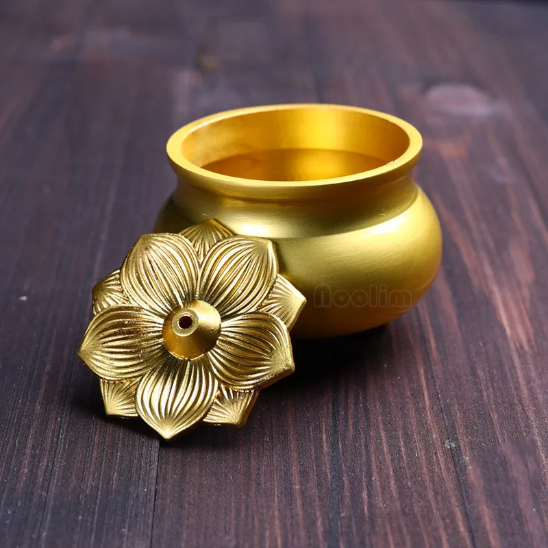 

Copper Coil Incense Burner Buddha Incense Holder Lotus Flower Sandalwood Censer For Home Office Home Decor