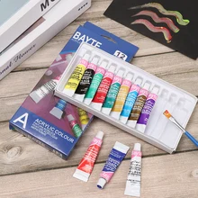 12 шт./компл. 6 мл профессиональная акриловая акварельные краски набор для рисования пигмент с кистью ручная роспись маслом товары для рукоделия