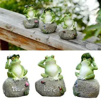 

3PCS Frog Shaped Ornament Terrace and Garden Decoration Cute Simulated Frog Statue Outdoor Terrace Ornament Garden Art Decor