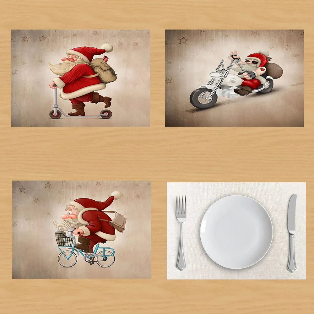 

Merry Christmas Santa Claus Table Mat Creative Santa Claus Christmas Decoration Linen Table Napkin Placemat Table Decorative Pad