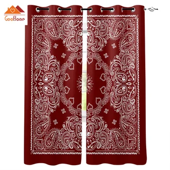 

Red Ethnic Pattern Window Curtains Living Room Outdoor Fabric Drapes Curtain Home Decor