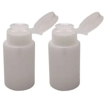 

2 pcs Nail Art Liquid Container Bottle Pump Dispenser Polish Remover Cleaner Empty Bottle Cosmetics white