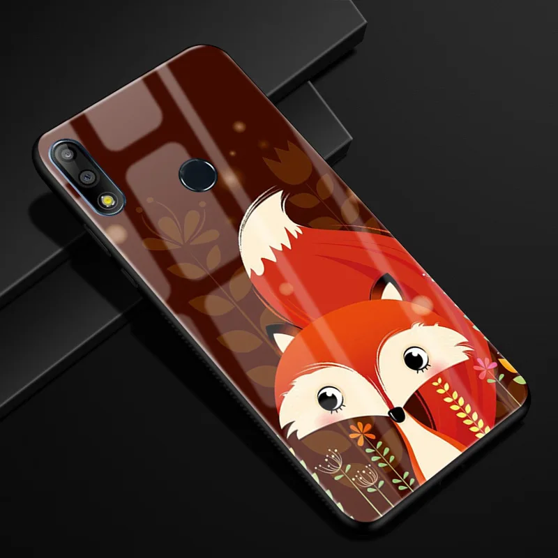 Для Asus Zenfone Max Pro M2 ZB631KL Чехол Жесткий PC стеклянный чехол для телефона черный TPU бампер чехол для Asus ZB631KL закаленное стекло - Цвет: 47
