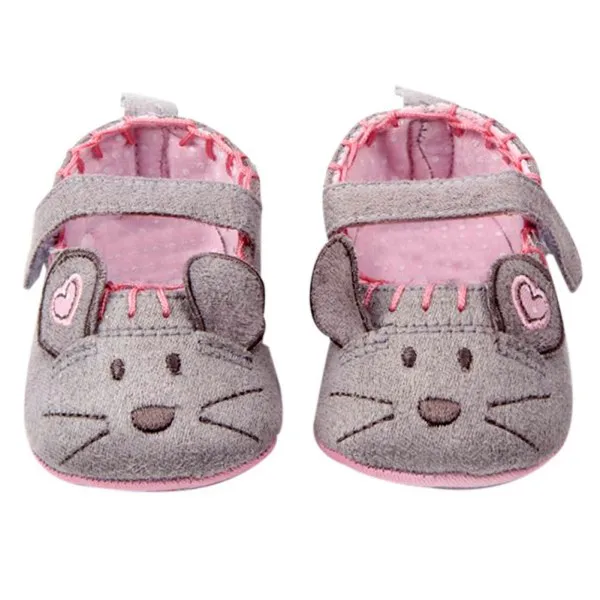 

Cotton Grey Pink Cartoon Mouse soft with Pattern Shading soft sole First Walkers baby shoes