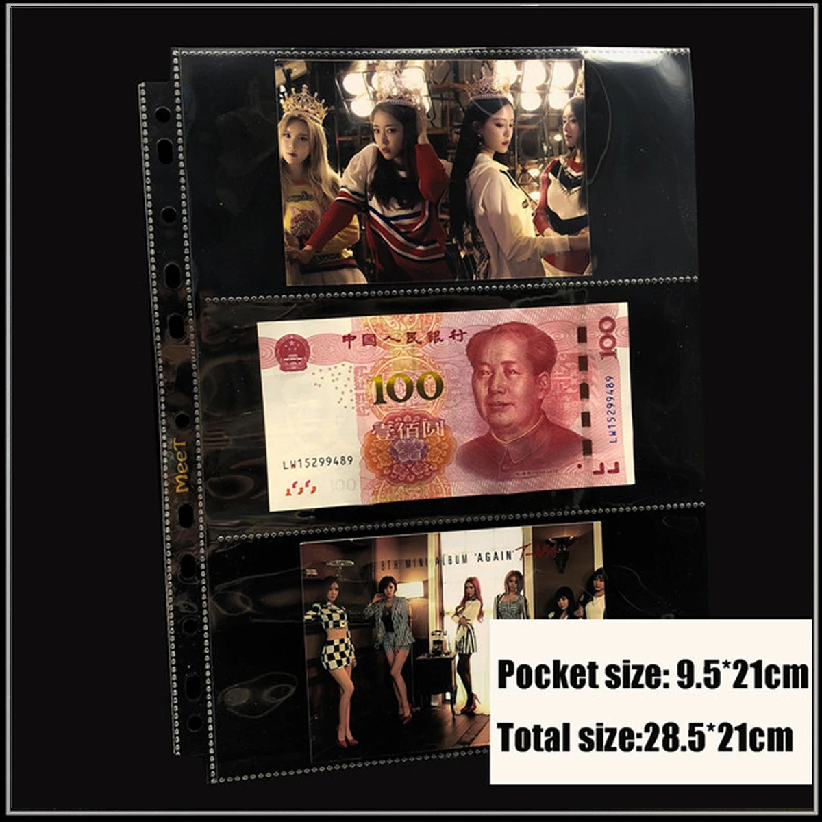 

20PCS/LOT Acid free 3 Pockets Transparent Card Pages Cards Holder Protector For Coin/Stamp/Ticket money Album Page