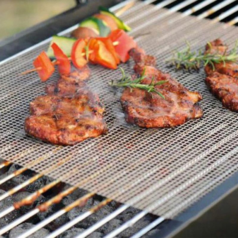 

2pcs/Glass fiber does not stick to the barbecue net, high temperature resistance, can be reused, bbq baking mat, kitchen tools