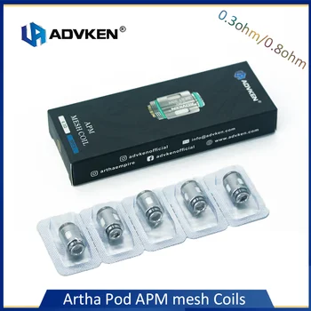 

5pcs/pack Advken Artha Pod APM Mesh Coil with 0.3ohm/0.8ohm Head Coil for Advken Artha Pod Mod 80W Kit Vape Coil