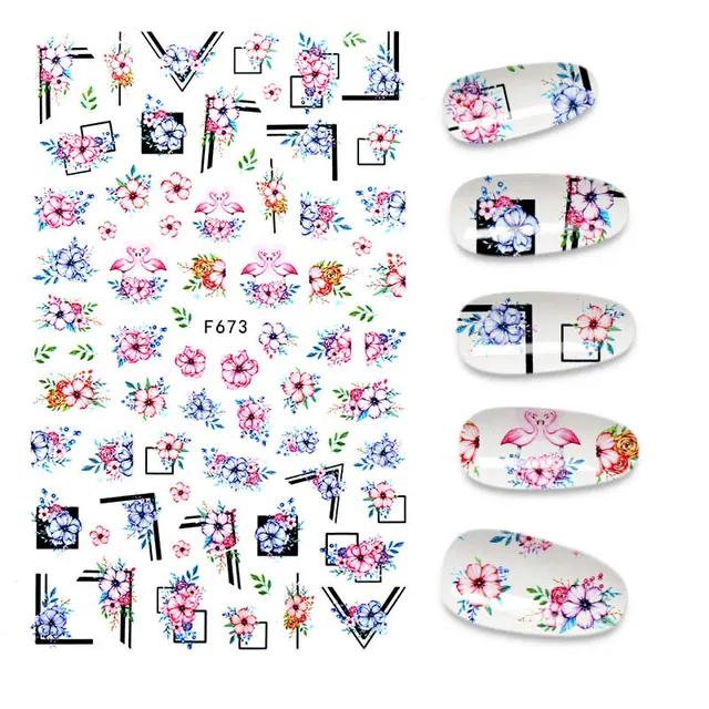 3D Nail Stickers Leaves Butterfly Panda Love Heart Design Stickers For Nails Manicure Foil Nail Art Decor pegatinas para uñas A140254
