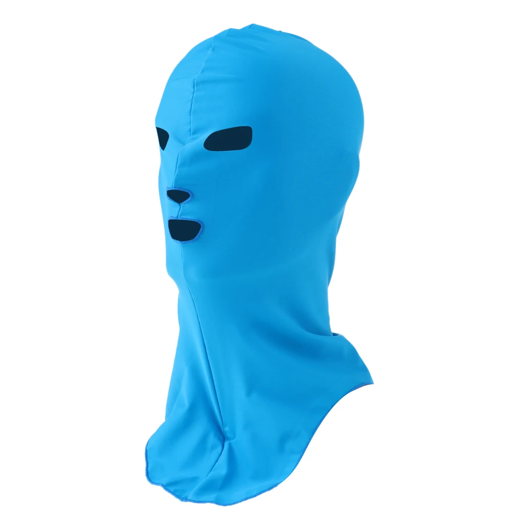 Swiming Diving Wetsuit Hood UV Sun Protection Full Face Mask Head Neck Cover Face Bikini Elastic Swim Cap Blue & Navy