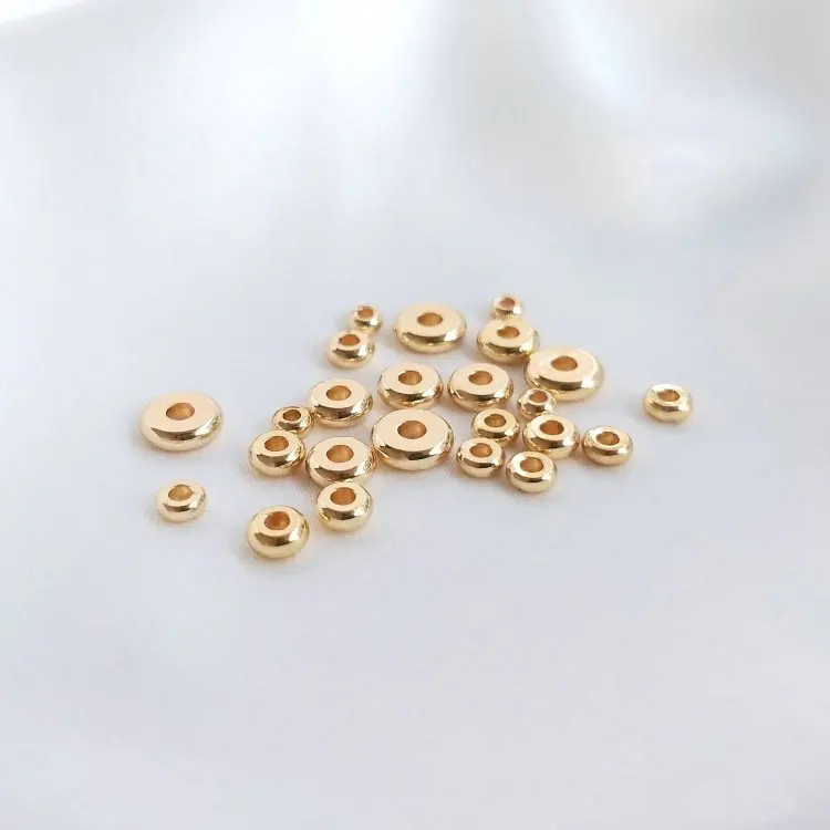Круглые бусины-Распорки из латуни покрытые золотом 14K 3 мм 4 5 6 7 плоские бусины для