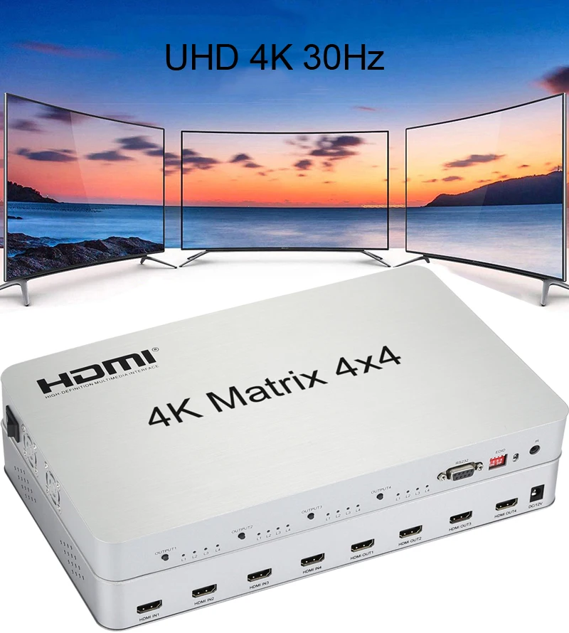 4K HDMI Matrix 4X4 4Kx2K 1080p Switcher Splitter 4 Input 4 Out Video Converter RS232 EDID IR 3D Switch for PS4 XBox DVD PC to TV 4K HDMI Matrix 4X4 4Kx2K 1080p Switcher Splitter 4 Input 4 Out Video Converter RS232 EDID IR 3D Switch for PS4 XBox DVD PC to TV