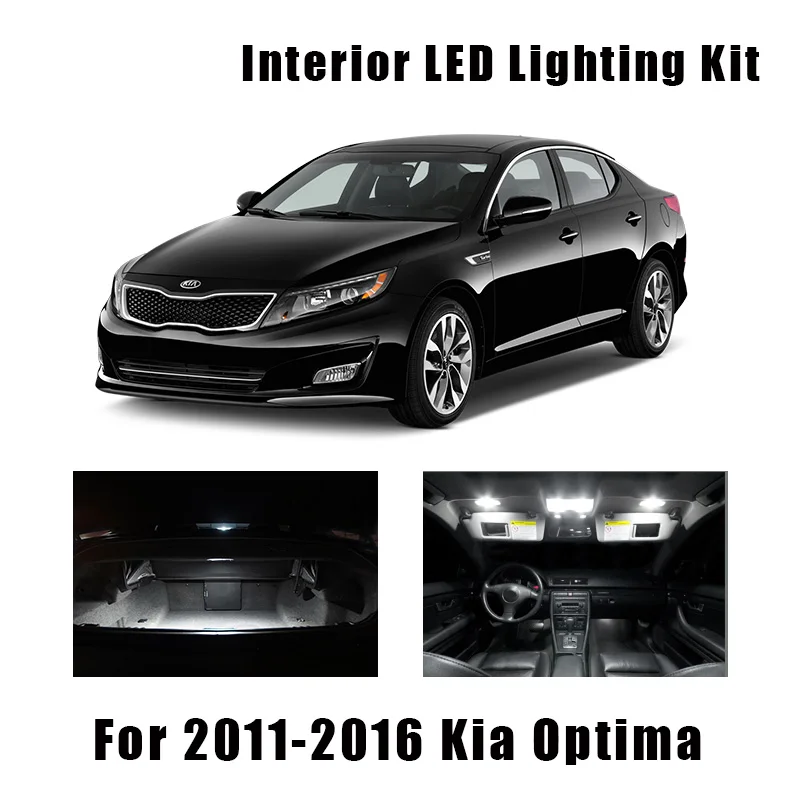 11 шт. белые светодиодные лампы для номерного знака комплект салона Kia Optima 2011-2014 2015