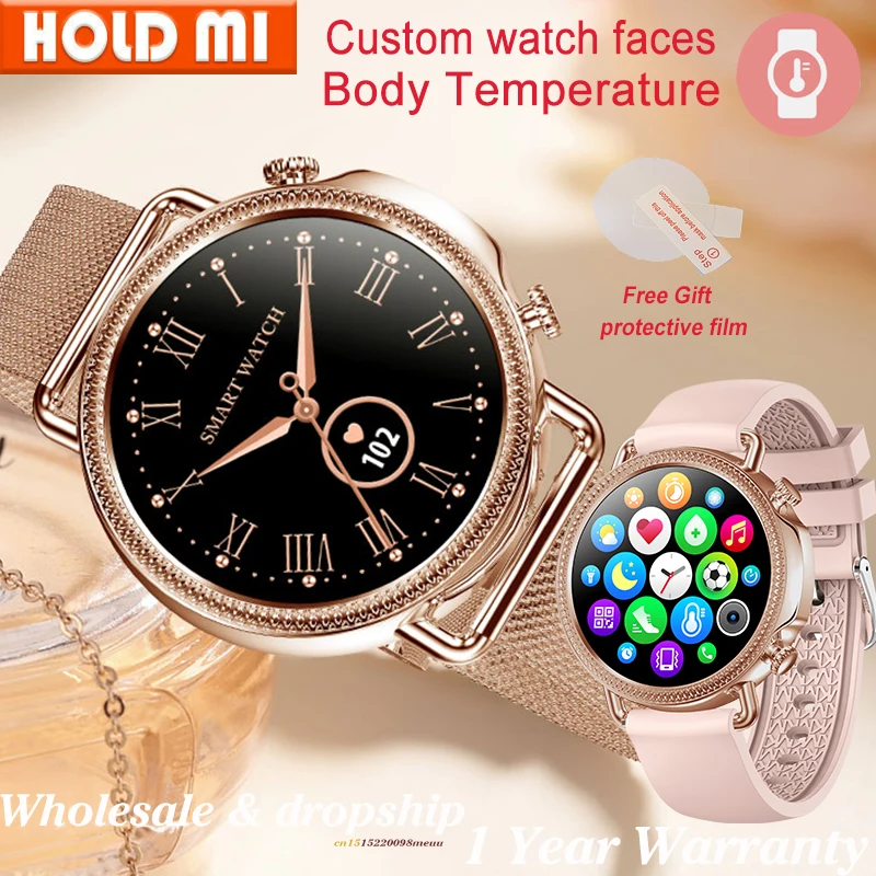 V25 Women Smart Watch Silica metal band wrist temperature Bracelet Waterproof Blood Pressure Clock Smartwatch Update V23 | Электроника