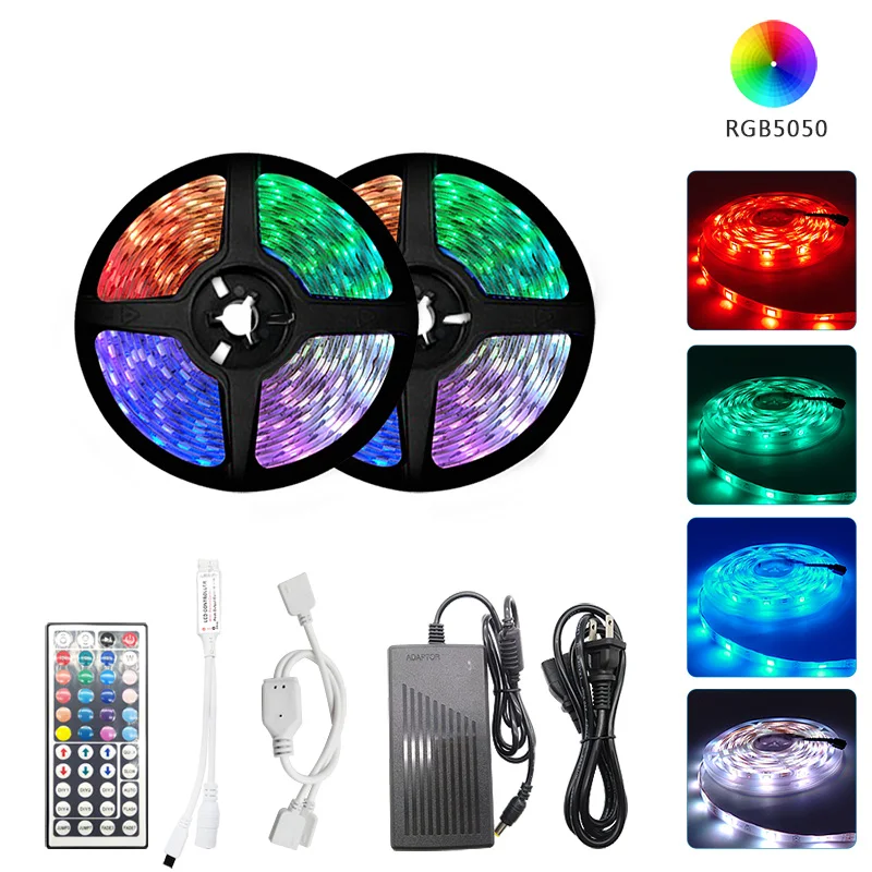 Светодиодная лента RGB светильник SMD 2835/5050 5 м водонепроницаемая DC12V ленточный диод