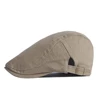 SHOWERSMILE Cotton Mens Beret Hat British Style Newsboy Solid Beige Black Navy Khaki Spring Summer Flat Cap Adjustable 55-60cm 6