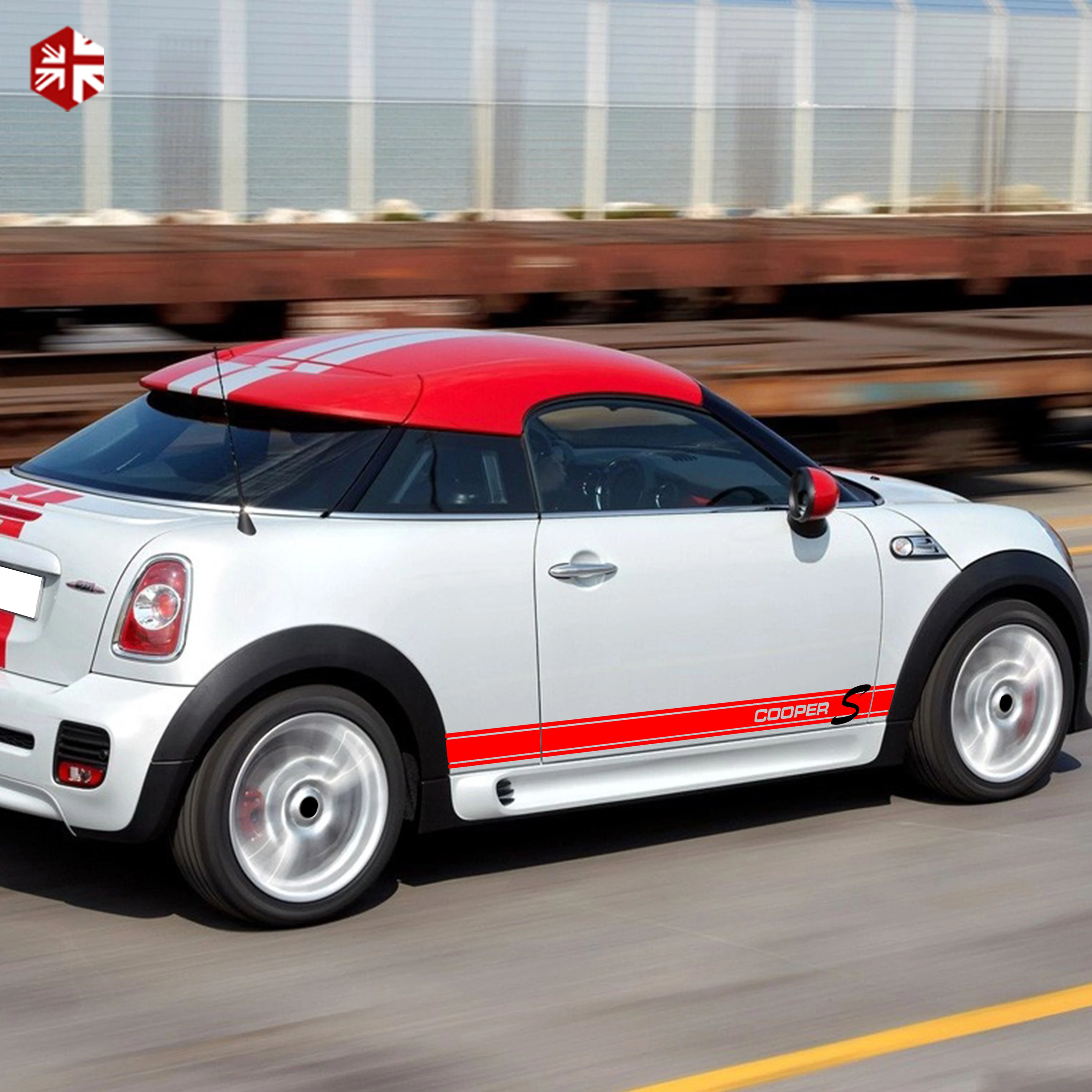 2 Pcs Door Side Stripes Skirt Sticker Vinyl Car Body Decal For MINI Cooper S Coupe R58 Carbio R57 Roadster R59 JCW Accessories