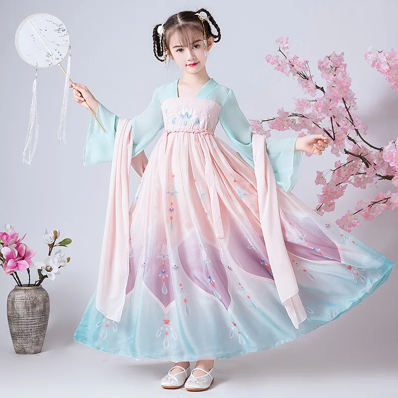 

Children Chinese Traditional Cheongsam Tang Suit Kids Fairy Hanfu Red Wedding Formal Dress Baby Girls New Year Festival Outfits