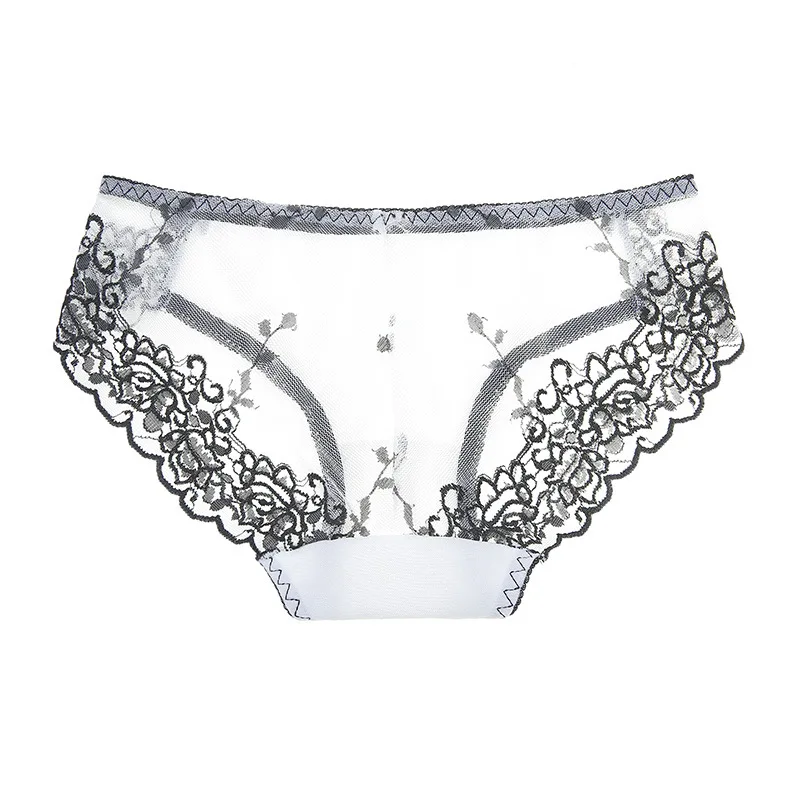 

Embroidered sexy female lace transparent mesh underwear new low waist seamless briefs