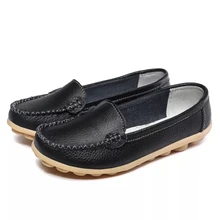 Г. Женская кожаная обувь на плоской подошве, цветные лоферы, женская обувь на плоской подошве, Мокасины, большие размеры EE-17