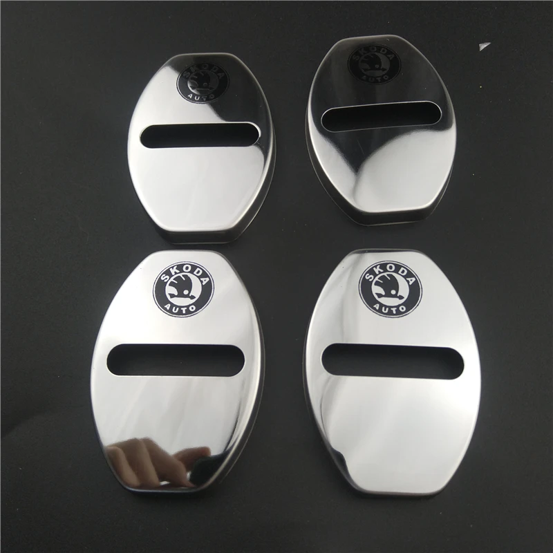 

Car door lock cover STICKER Case For skoda octavia fabia rapid yeti superb octavia a 5 a 7 2 emblems Auto Accessories