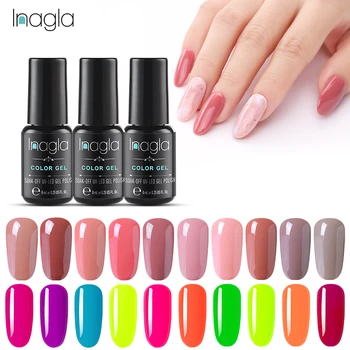 

INAGLA Gel Varnish Nude UV Nail Gel Polish Esmalte for Nails Fluorescent Luminous Colorful Soak Off Nails Gel Polish Lacquer